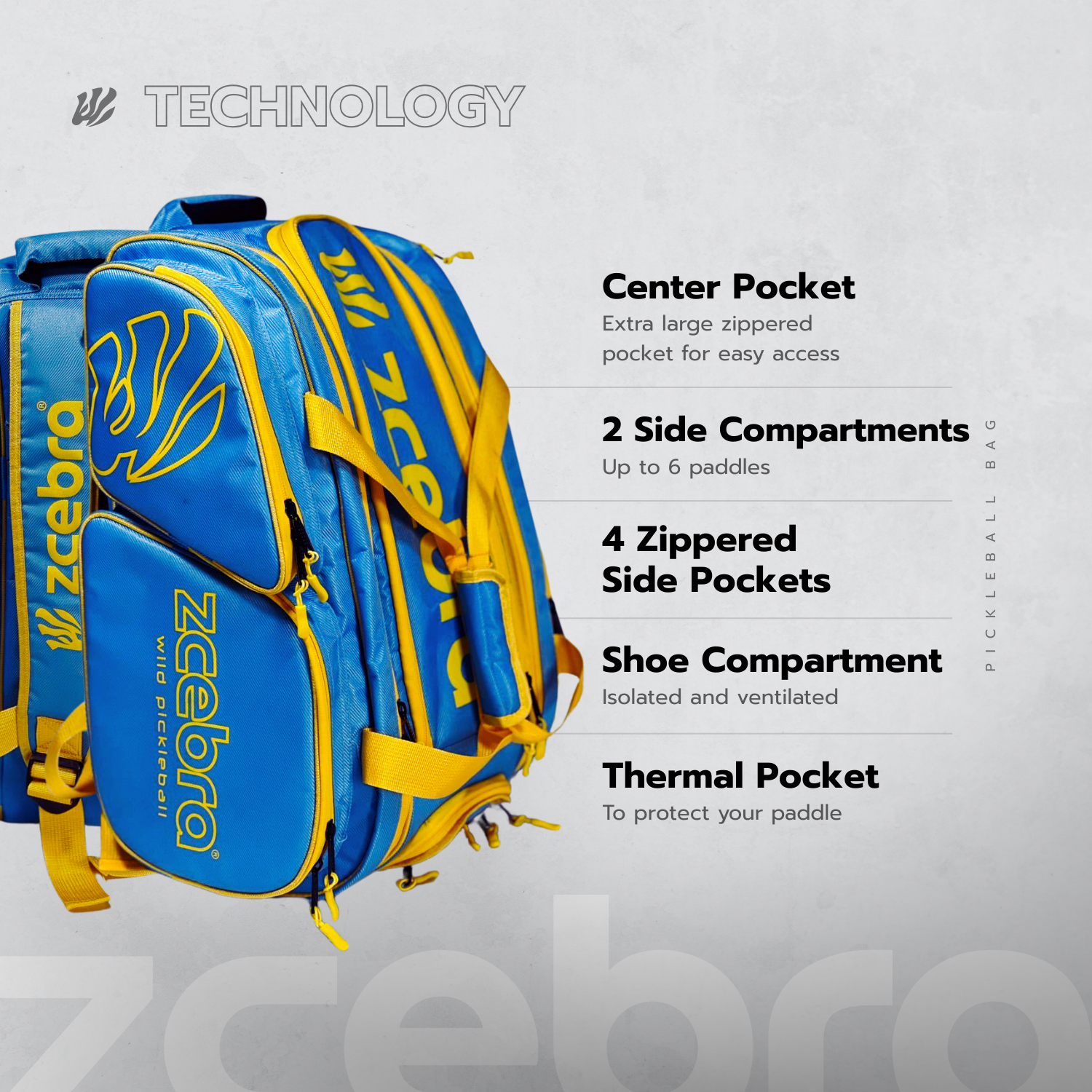 Pickleball Paddle Bag Zcebra Wild Bag